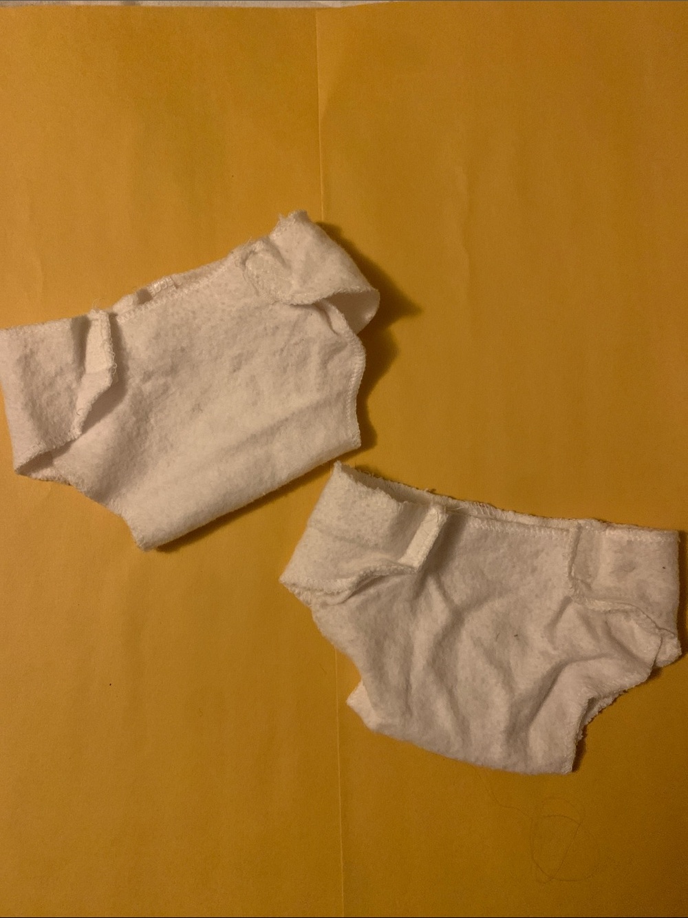 American Girl Bitty Baby Lot of 2 White Fleece Diapers